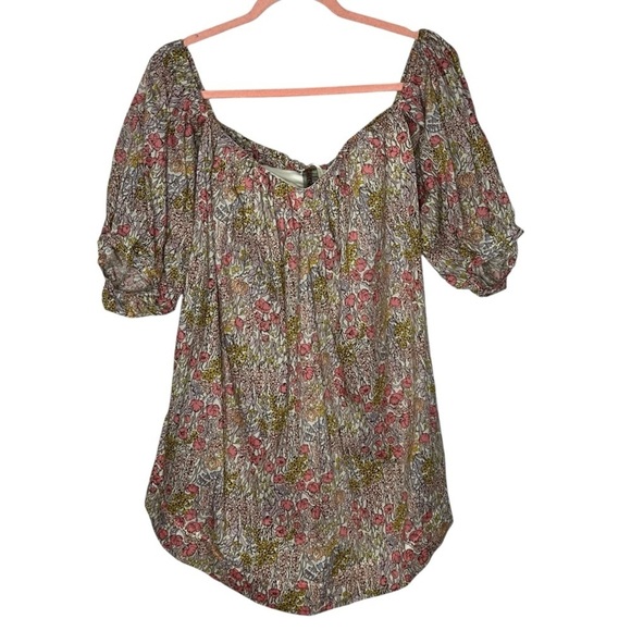 Free People Dresses & Skirts - Free People Floral Mini Dress with Puff Sleeves